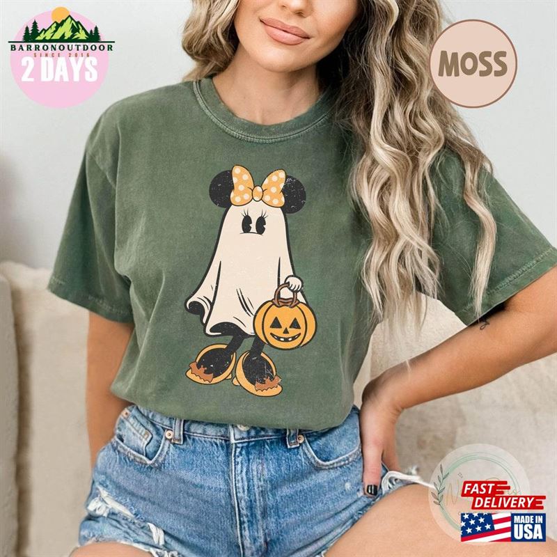 Minnie Ghost Halloween Comfort Color Shirt Vintage Spooky Season Mickey T-Shirt Hoodie
