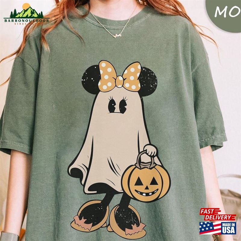 Minnie Ghost Halloween Comfort Color Shirt Vintage Spooky Season Sweatshirt Mickey Hoodie Classic