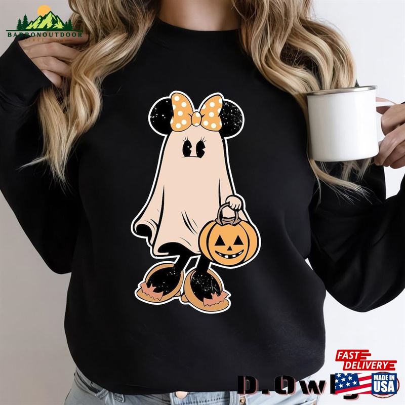 Minnie Ghost Halloween Comfort Color Shirt Vintage Spooky Season Sweatshirt Mickey Hoodie Classic