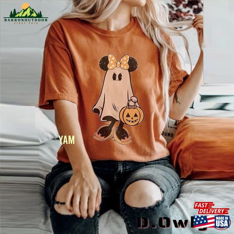 Minnie Ghost Halloween Comfort Color Shirt Vintage Spooky Season Sweatshirt Mickey Hoodie Classic