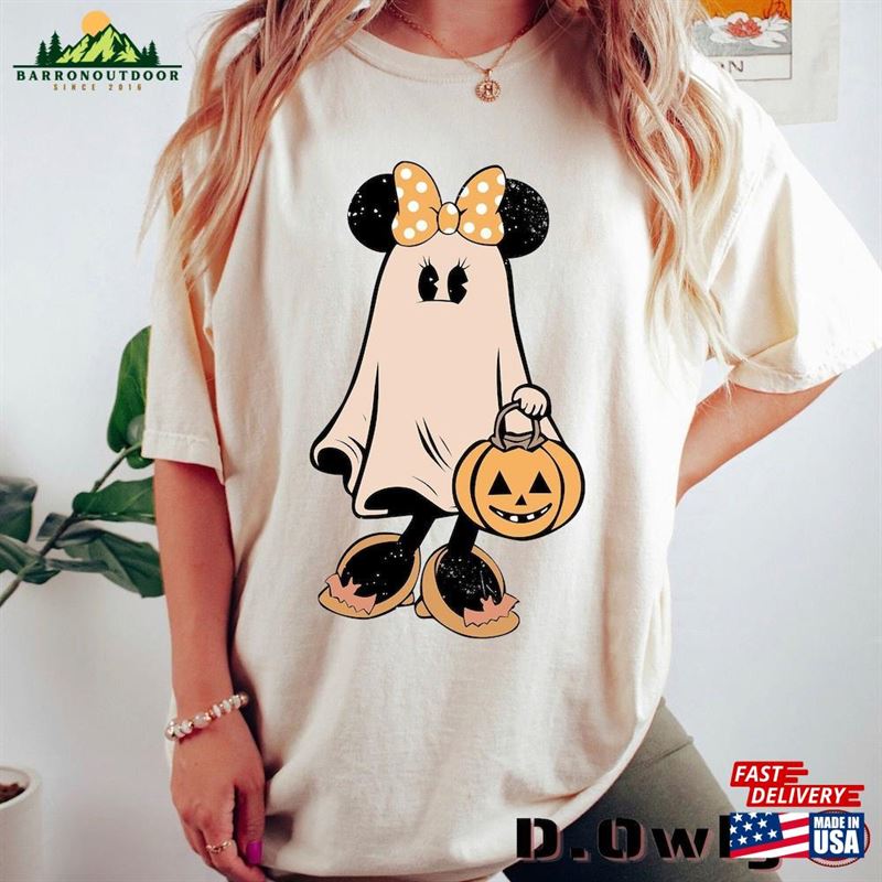 Minnie Ghost Halloween Comfort Color Shirt Vintage Spooky Season Sweatshirt Mickey Hoodie Classic