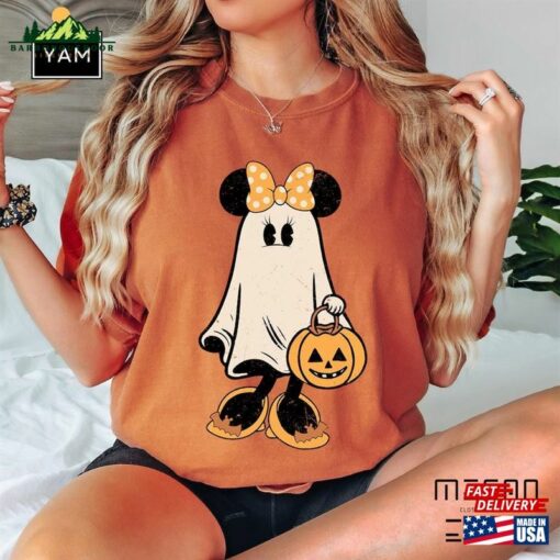 Minnie Ghost Halloween Comfort Colors Shirt Retro Spooky Season Mickey T-Shirt Sweatshirt