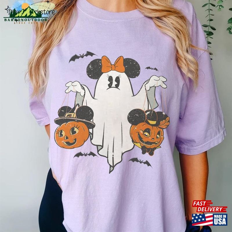 Minnie Ghost Halloween Comfort Colors Shirt Vintage Disney Pumpkin Unisex Sweatshirt