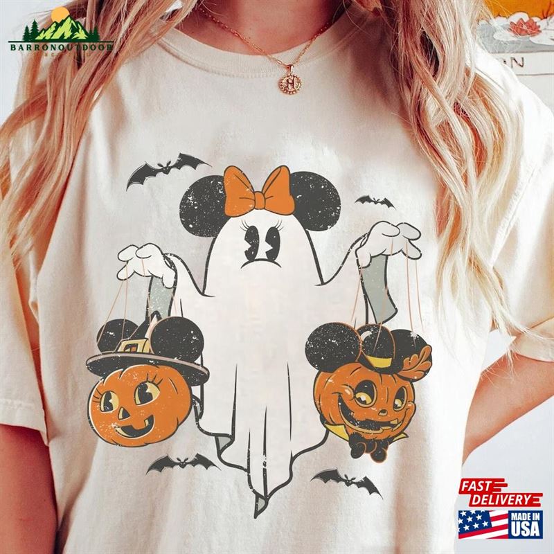 Minnie Ghost Halloween Comfort Colors Shirt Vintage Disney Pumpkin Unisex Sweatshirt