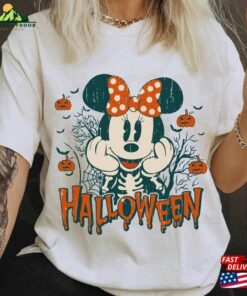 Minnie Mouse Skeleton Disney Halloween T-Shirt Halfway To 2023 Mickey Unisex Minnie Mouse Skeleton Disney Halloween T-Shirt Halfway To 2023 Mickey Unisex