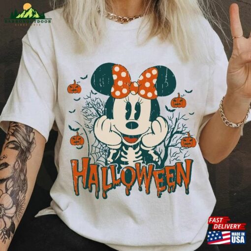 Minnie Mouse Skeleton Disney Halloween T-Shirt Halfway To 2023 Mickey Unisex