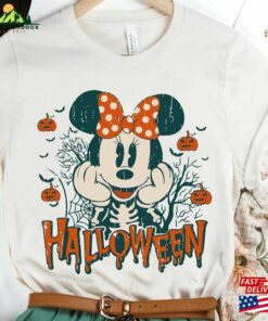 Minnie Mouse Skeleton Disney Halloween T-Shirt Halfway To 2023 Mickey Unisex