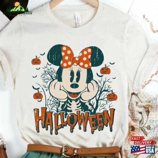 Minnie Mouse Skeleton Disney Halloween T-Shirt Halfway To 2023 Mickey Unisex