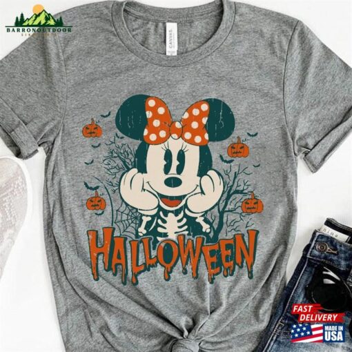 Minnie Mouse Skeleton Disney Halloween T-Shirt Halfway To 2023 Mickey Unisex