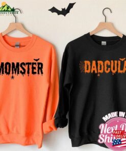 Momster And Dadcula Halloween Sweatshirts Mom Dad Gift Couples Hoodie Classic