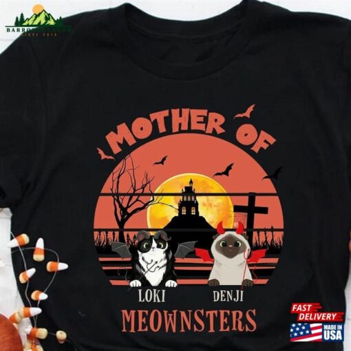 Mother Of Meownsters Halloween Custom Shirt Personalized Gift For Cat Lovers Sweatshirt T-Shirt