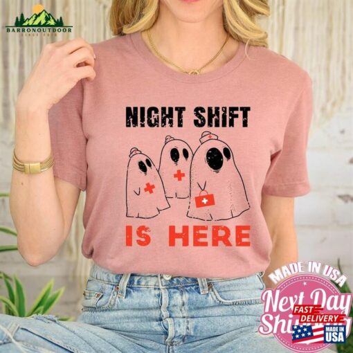 Night Shift Is Here Shirt Ghost Nurse Halloween Shirts Hoodie Sweatshirt