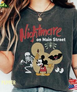 Nightmare On Main Street Disney Comfort Colors Shirt Mickey Halloween Shirts Disneyland Party 2023 Classic Sweatshirt