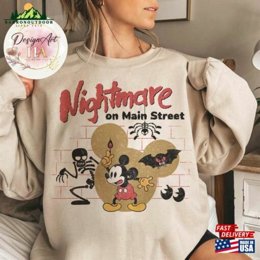 Nightmare On Main Street Disney Shirt Mickey Halloween World Disneyland Party 2023 Unisex Sweatshirt