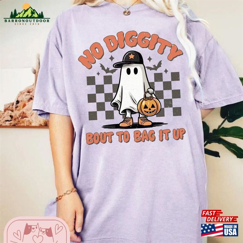 No Diggity Bout To Bag It Up Shirt Vintage Ghost Halloween Retro Comfort Colors Classic Hoodie