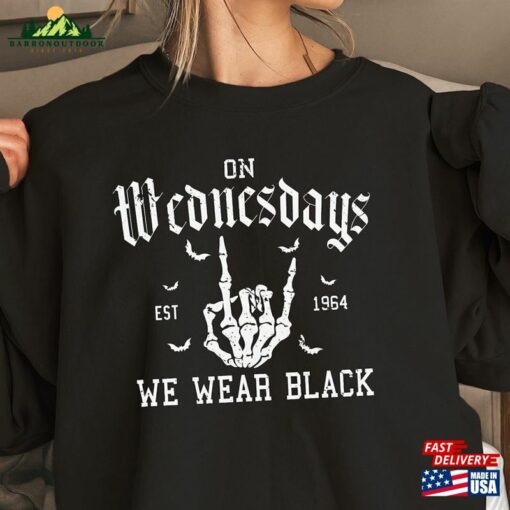 On Wednesday We Wear Black Sweatshirt Halloween Shirt Spooky Hoodie