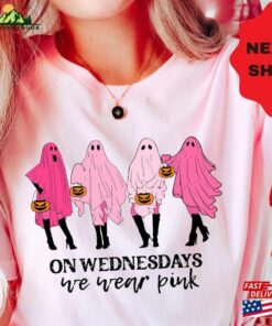 On Wednesday We Wear Pink Ghost Shirt Tv Series Halloween T-Shirt Classic Unisex
