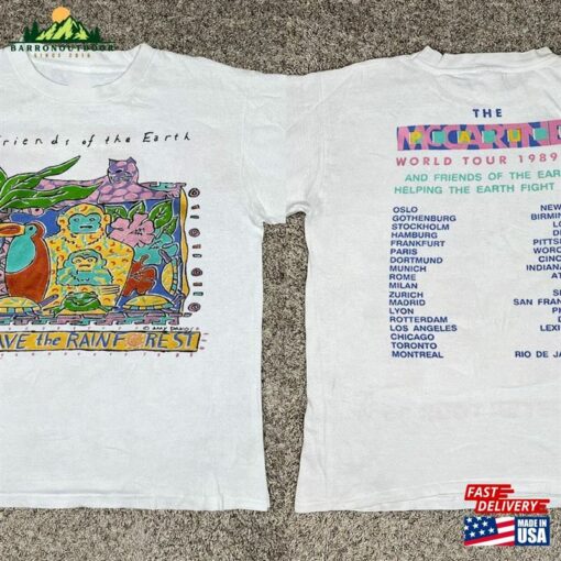 Paul Mccartney Friends Of The Earth World Tour 1989 90 T-Shirt 90S Concert Shirt Sweatshirt