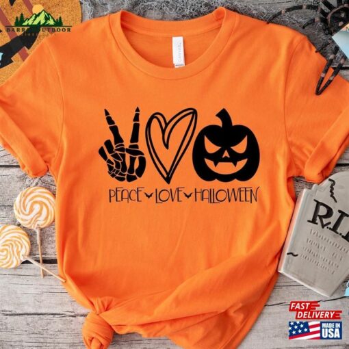 Peace Love Halloween Shirt Pumpkin Sweatshirt Unisex