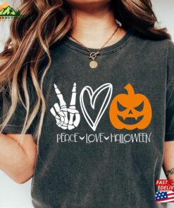 Peace Love Halloween Shirt Pumpkin Sweatshirt Unisex