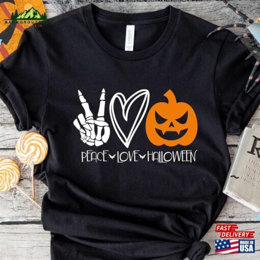 Peace Love Halloween Shirt Pumpkin Sweatshirt Unisex