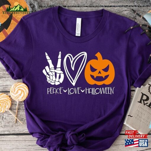 Peace Love Halloween Shirt Pumpkin Sweatshirt Unisex