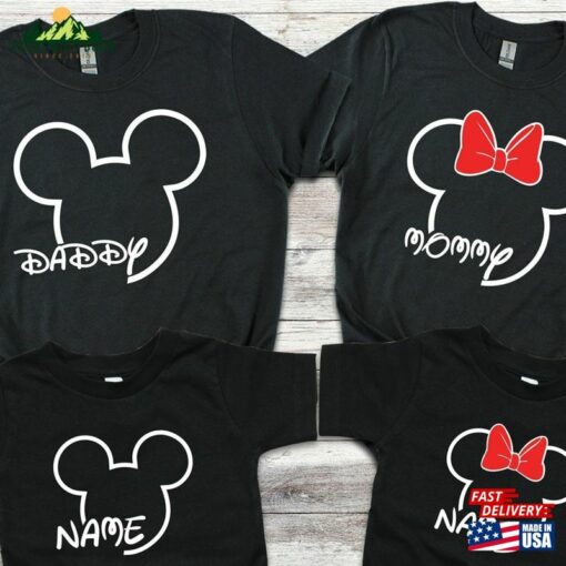 Personalised Matching Family Disney Tshirts Custom Name Mickey Minnie Kids Shirt Hoodie Classic