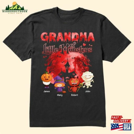 Personalized Grandma Mommy Of Little Monsters Shirt Halloween T-Shirt Tee Classic