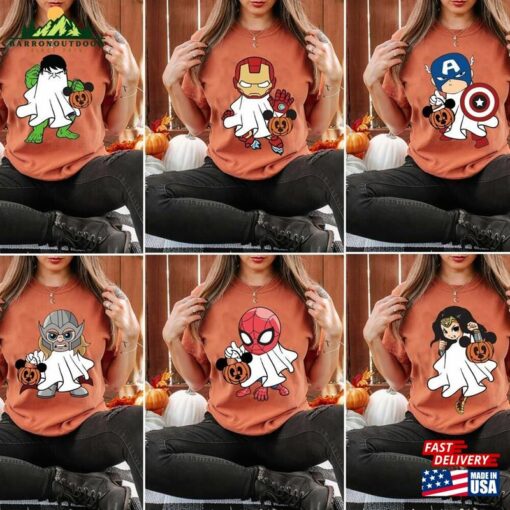 Personalized Marvel Ghost Halloween T-Shirt Retro Pumpkin Tee Mickey Unisex Hoodie