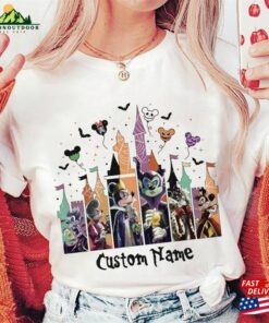 Personalized Mickey Villians Halloween Castle T-Shirt Disney Shirt Party 2023 Sweatshirt Classic