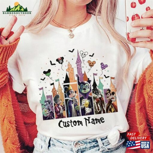 Personalized Mickey Villians Halloween Castle T-Shirt Disney Shirt Party 2023 Sweatshirt Classic