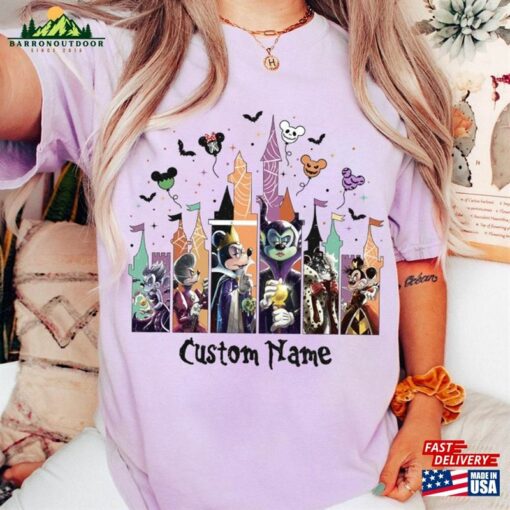 Personalized Mickey Villians Halloween Castle T-Shirt Disney Shirt Party 2023 Sweatshirt Classic