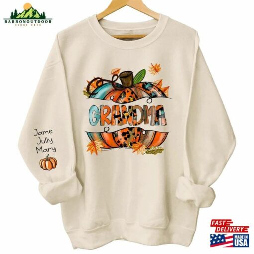 Personalized Thanksgiving Grandma Sweatshirt Custom Nana Mimi Mamaw And Grandkids Names Classic