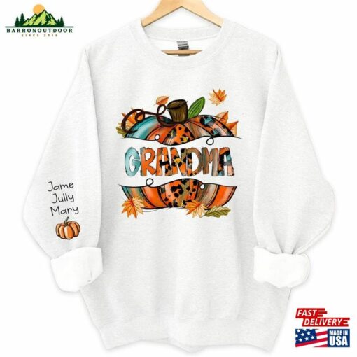 Personalized Thanksgiving Grandma Sweatshirt Custom Nana Mimi Mamaw And Grandkids Names Classic