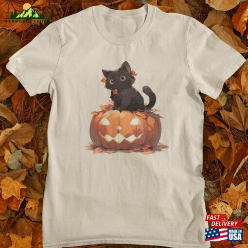 Pumpkin Black Cat Halloween Shirt T-Shirt Sweatshirt