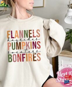 Pumpkin Fall Sweatshirt Shirt For Women Halloween Flannel Patch Crewneck Hoodie T-Shirt