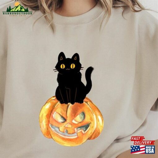 Pumpkin Halloween Sweatshirt And Cat Hoodie Vintage Unisex