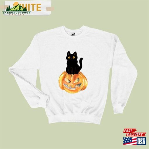 Pumpkin Halloween Sweatshirt And Cat Hoodie Vintage Unisex