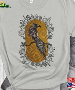 Raven Portrait With Flower Frame Tshirt Baroque Style Custom Tee Gift For Birder Unisex Classic 3
