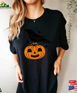 Raven Pumpkin Shirt Vintage Halloween Aesthetic Spooky Crow Tee Hoodie T-Shirt 2 Raven Pumpkin Shirt Vintage Halloween Aesthetic Spooky Crow Tee Hoodie T Shirt 3