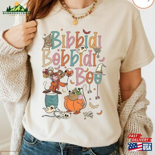 Retro Bibbidi Bobbidi Boo Halloween Shirt Jaq And Gus Disneyland T-Shirt Hoodie