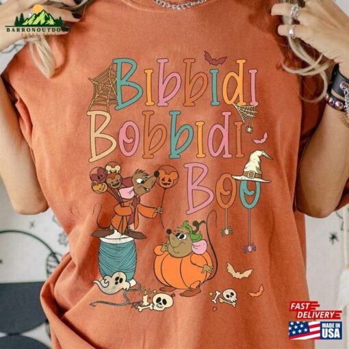 Retro Cinderella Jaq And Gus Disney Halloween Shirt Bibbidi Bobbidi Boo Pumpkin T-Shirt Spooky Season Classic