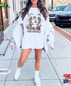 Retro Dancing Skeleton Halloween Shirt Stay Spooky Funny Classic Unisex 4