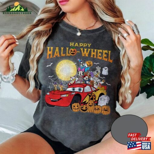 Retro Disney Cars Mickey And Friends Halloween Shirt Lightning Mcqueen Happy Hallo Weel T-Shirt Classic Unisex