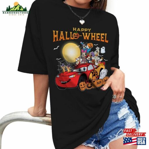 Retro Disney Cars Mickey And Friends Halloween Shirt Lightning Mcqueen Happy Hallo Weel T-Shirt Classic Unisex