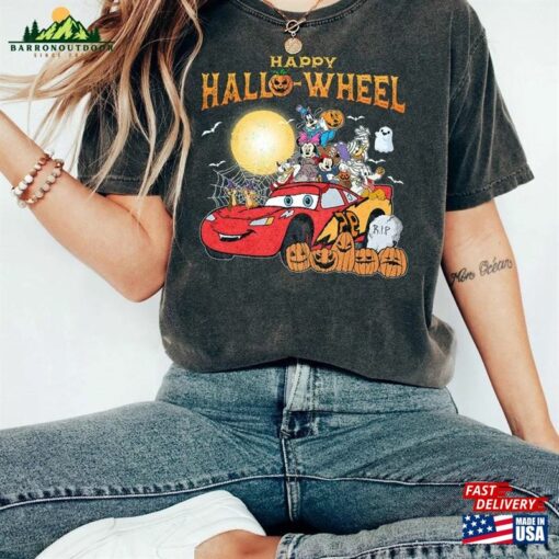 Retro Disney Cars Mickey And Friends Halloween Shirt Lightning Mcqueen Happy Hallo Weel T-Shirt Classic Unisex