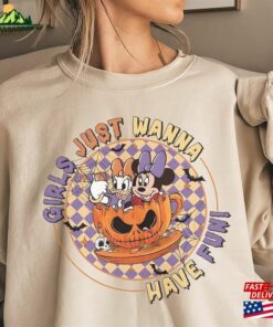 Retro Disney Minnie Daisy Halloween Sweatshirt Girls Just Wanna Have Fun Shirts Disneyland Sweater T-Shirt Classic