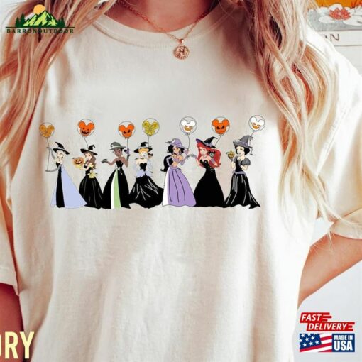 Retro Disney Princess Characters Halloween Comfort Color Shirt Balloon Unisex T-Shirt Classic