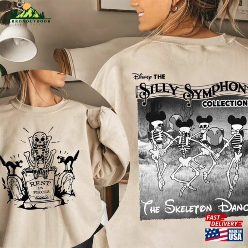 Retro Disney Silly Symphony Skeleton Dance Sweatshirt Mickey Halloween Comfort Color Shirt Halloweentown Fall Shirts Unisex Hoodie