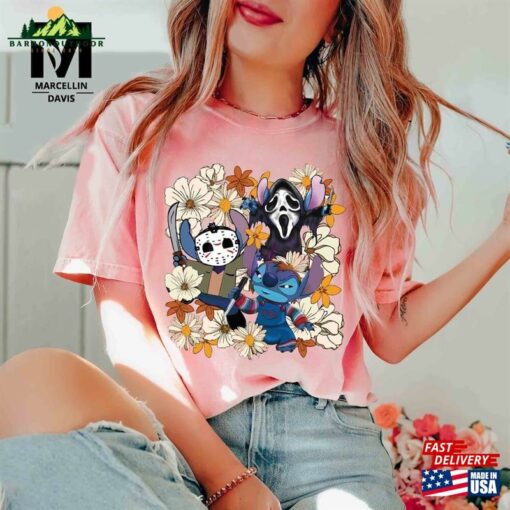 Retro Disney Stitch With Flowers Halloween Shirt T-Shirt Classic